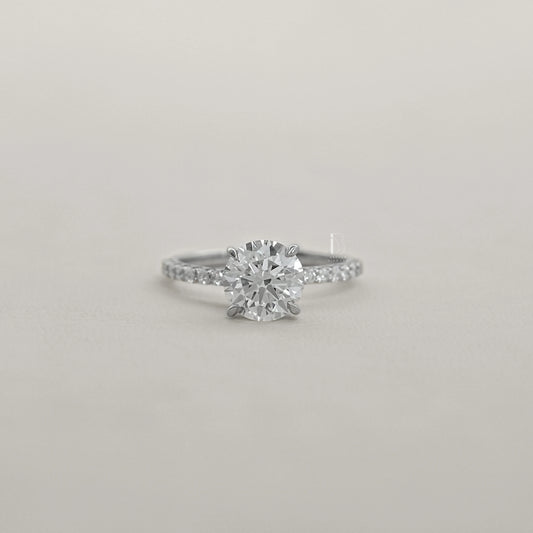 Round Cut Lab Grown Solitaire Accent Ring